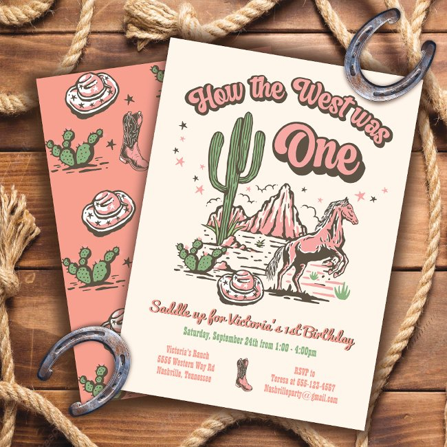 How The West Was One Cowgirl Birthday Invitation