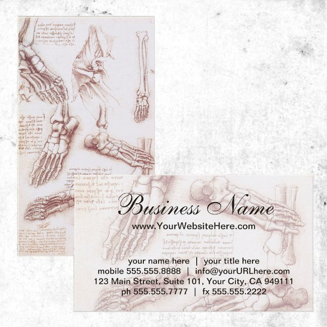 Human Anatomy, Feet Skeletons By Leonardo Da Vinci Business Invitations