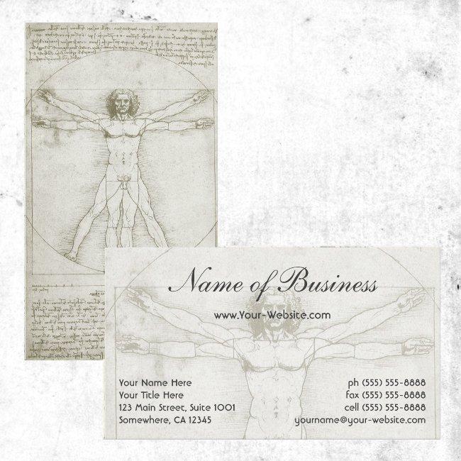 Human Anatomy, Vitruvian Man By Leonardo Da Vinci Business Invitations