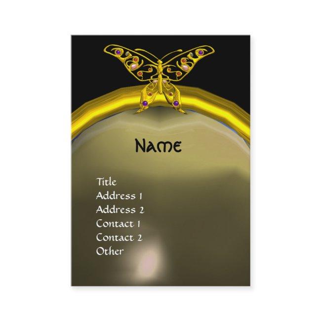 Hyper Butterfly Agate Monogram Yellow Grey Black Business Invitations