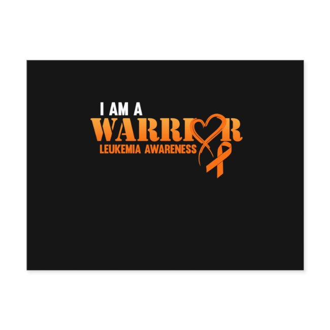 I Am A Warrior Leukemia Awareness Orange Ribbon Invitation Postinvitations