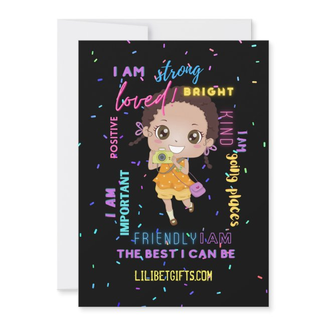 I Am - Positive Black Brown Girl Affirmations Invitation