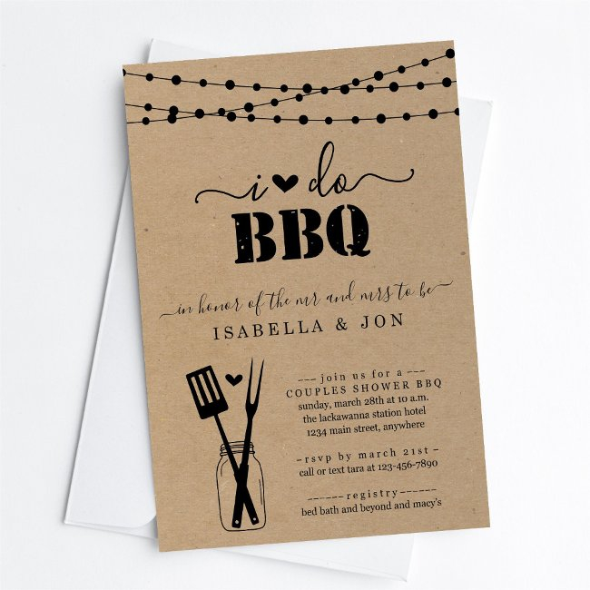 I Do Bbq Couples Wedding Bridal Shower Engagement Invitation