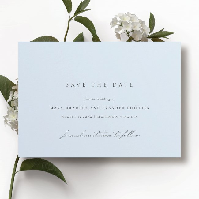 Ice Blue | Elegant Simple Airy Winter Wedding Save The Date