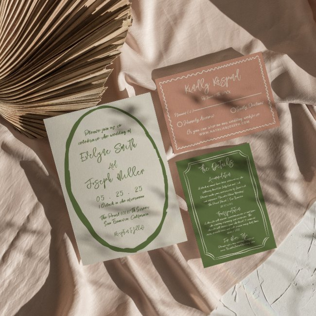 Illustrated Hand Drawn Written Unique Wedding Invitation