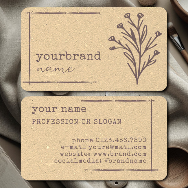 Image Template Rustic Floral Flower Kraft Paper Business Invitations