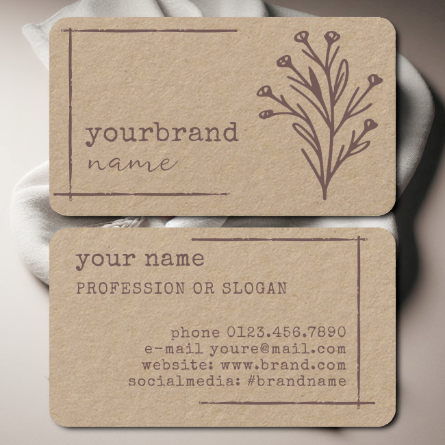 Image Template Rustic Floral Flower Kraft Paper Business Invitations