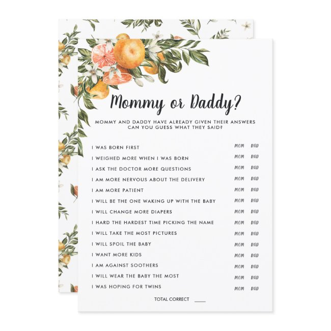 In Bloom Baby Shower | Mommy Or Daddy Game Invitation