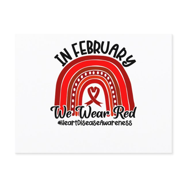 In February We Wear Red Heart Disease Awareness Announcement Postinvitations