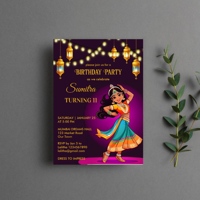 Indian Bollywood Girls Birthday Party Template