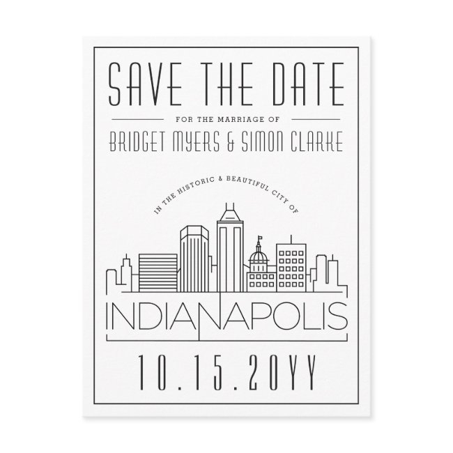 Indianapolis Wedding Skyline Save The Date Postinvitations
