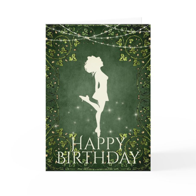 Irish Dancer Hard Shoe Ivy And Lights Birthday Invitations
