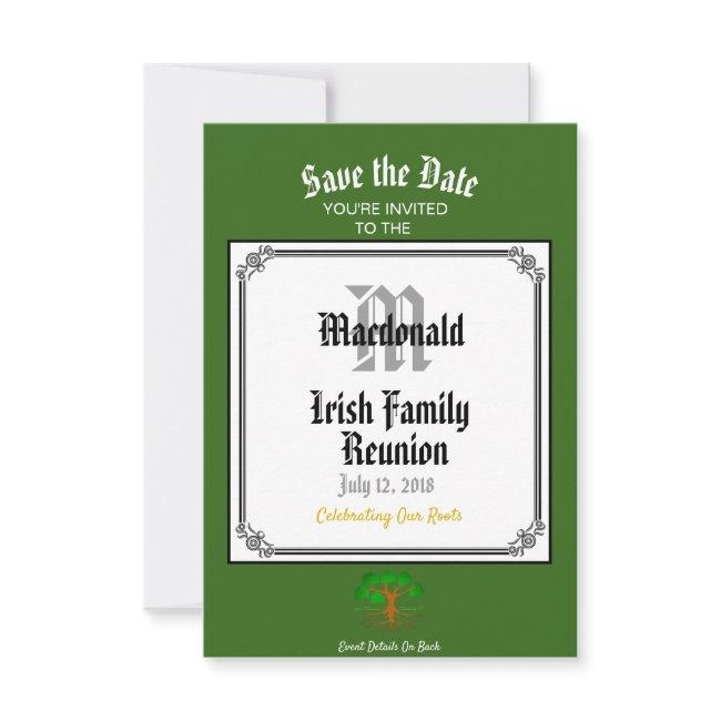 Irish Family Reunion Any Name Date Green Save The Date