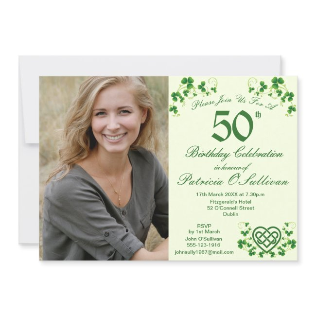 Irish Shamrocks And Celtic Love Knot Invitation