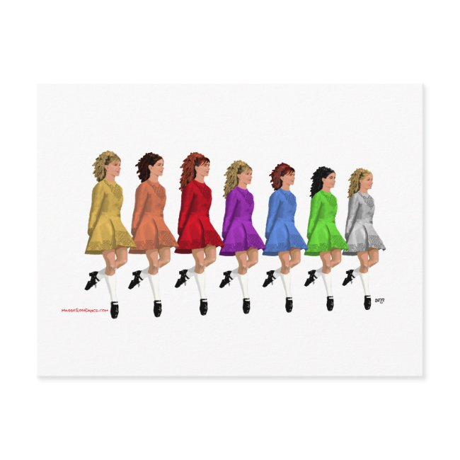 Irish Step Dancers - Rainbow Line Of Dancers Postinvitations