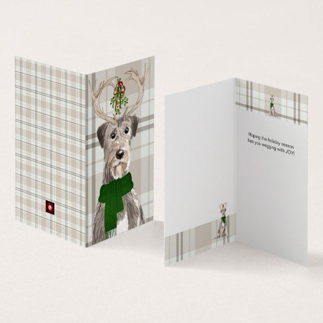 Irish Wolfhound In Antlers With An Earthy Plaid