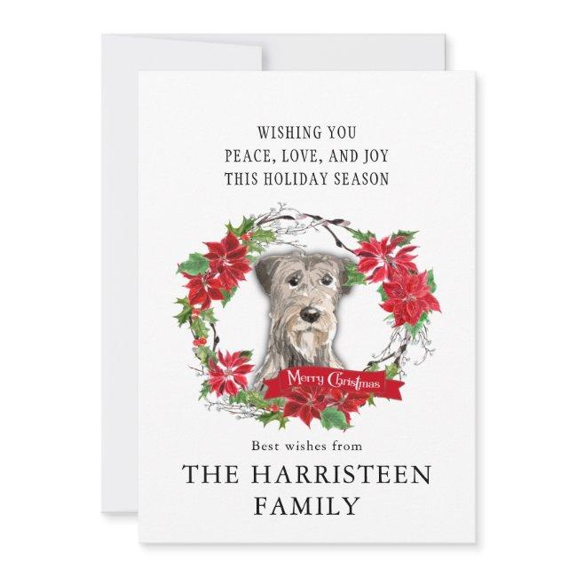 Irish Wolfhound Watercolor Poinsettia Christmas Holiday Invitations