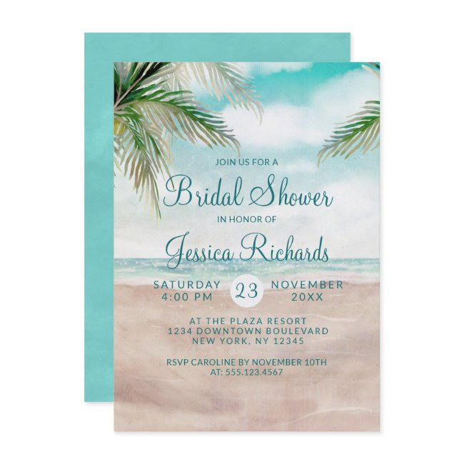 Island Breeze Tropical Beach Wedding Bridal Shower Invitation