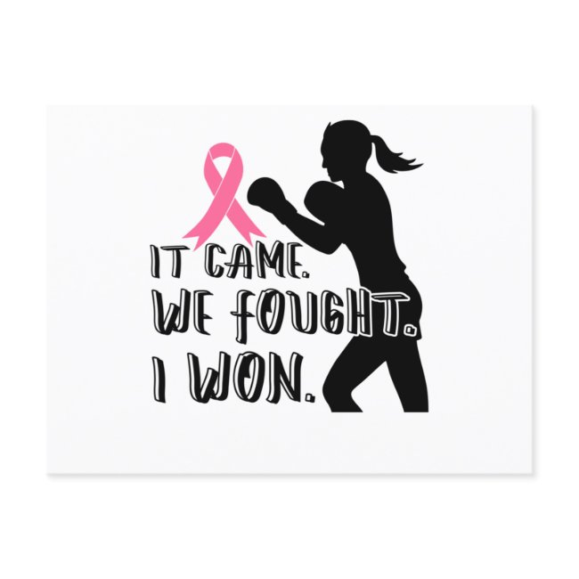 It Came We Fought I Won Breast Cancer Awareness Invitation Postinvitations