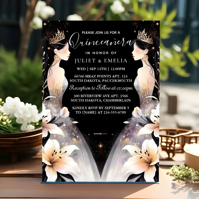 It Fun Joy Lily Twin Dual Joint Double Quinceanera Invitation