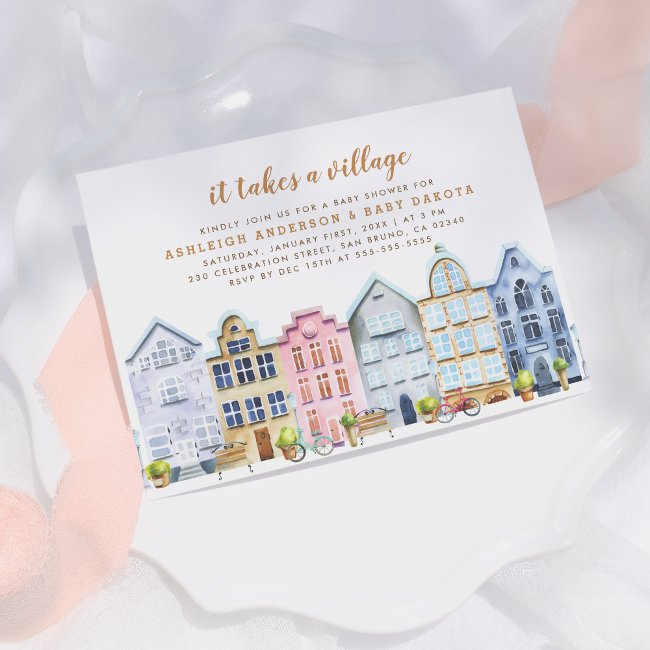 It Takes A Village Gender Neutral Baby Shower Invitation
