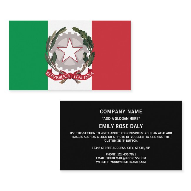 Italian Flag & National Emblem, Flag Of Italy Business Invitations
