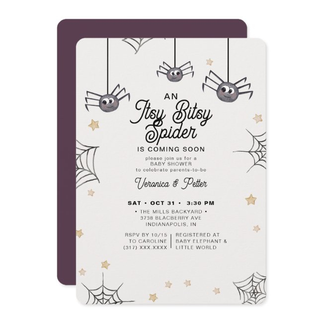 Itsy Bitsy Spider Girl Halloween Baby Shower Invitation
