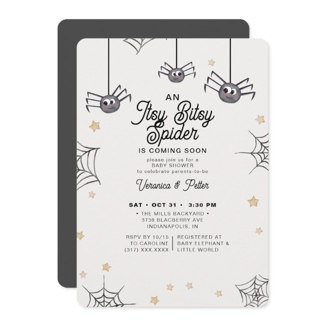 Itsy Bitsy Spider Neutral Halloween Baby Shower Invitation