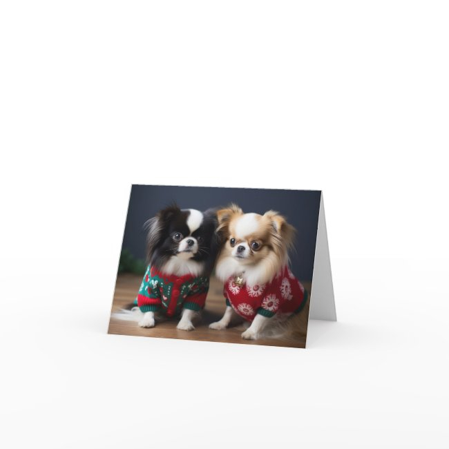 Japanese Chin Puppies Christmas Invitations