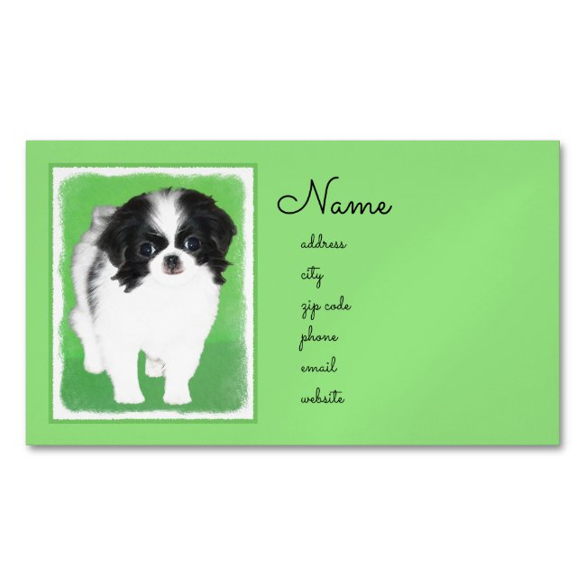 Japanese Chin Puppy Painting - Original Dog Art Business Invitations Magnet