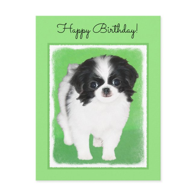Japanese Chin Puppy Painting - Original Dog Art Postinvitations