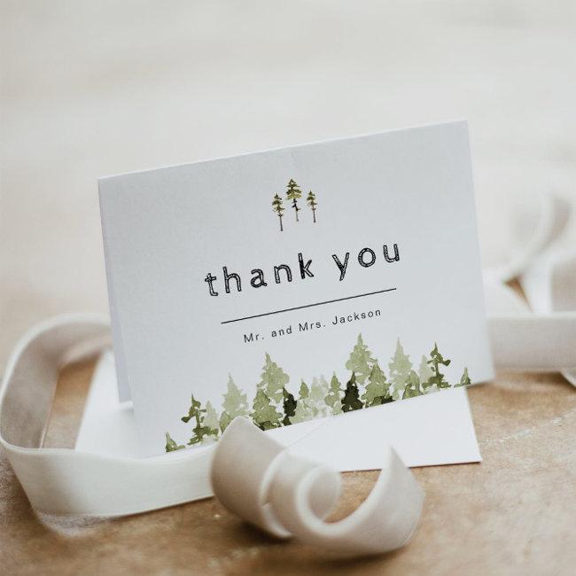 Jenna Rustic Watercolor Pine Thank You Invitations