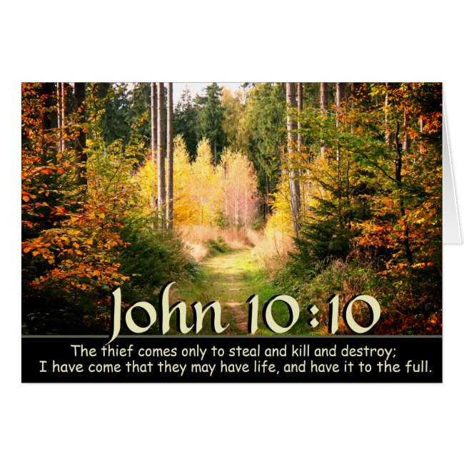 John 10 10 Bible Verse, Fall Forest Path.invitations