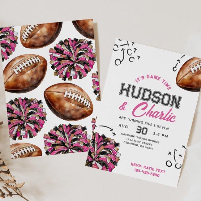Joint Football Cheer Birthday Invitations