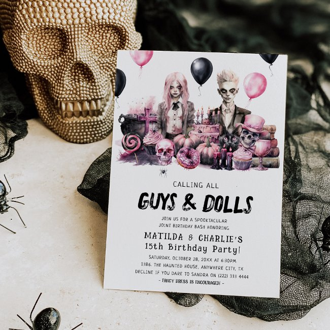 Joint Halloween Spooktacular Birthday Bash Invitation