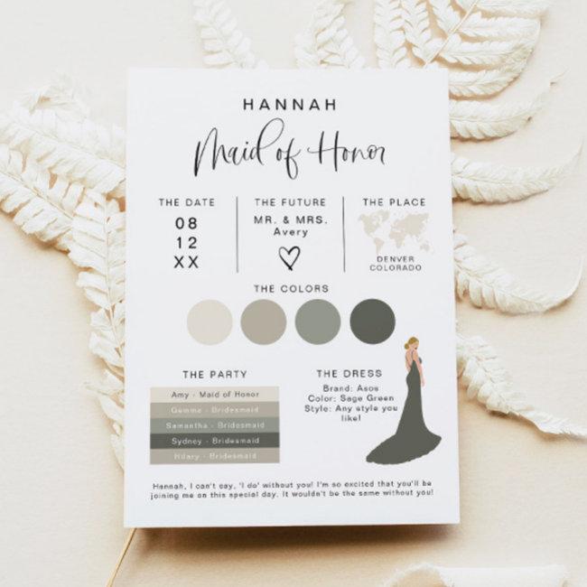Jolie Modern Editable Maid Of Honor Info Invitations