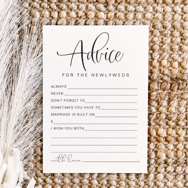 Jolie Modern Newlywed Advice And Wishes Game Invitations