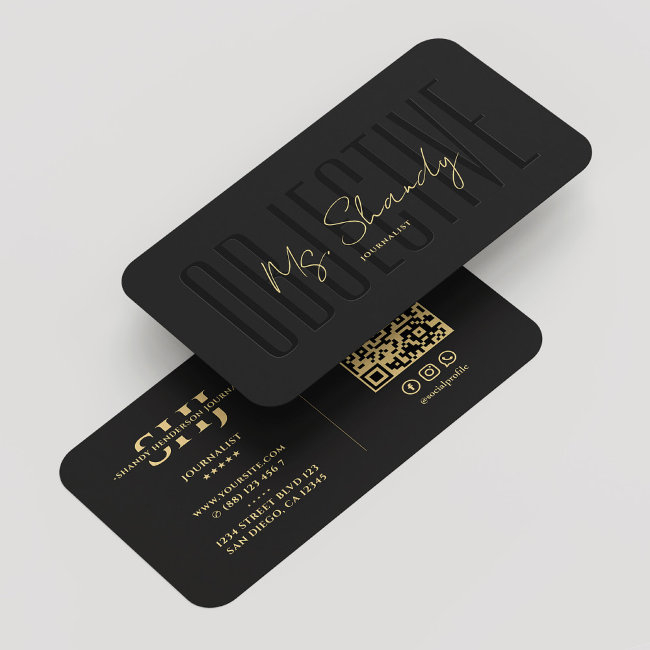 Journalist Monogram Professional Black Gold Modern Business Invitations