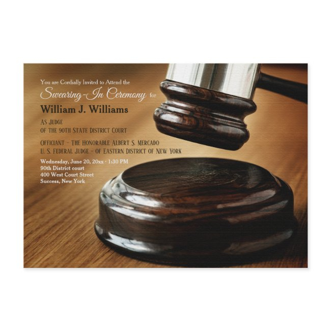 Judgement Gavel And Sound Block Swearing-in Invitation
