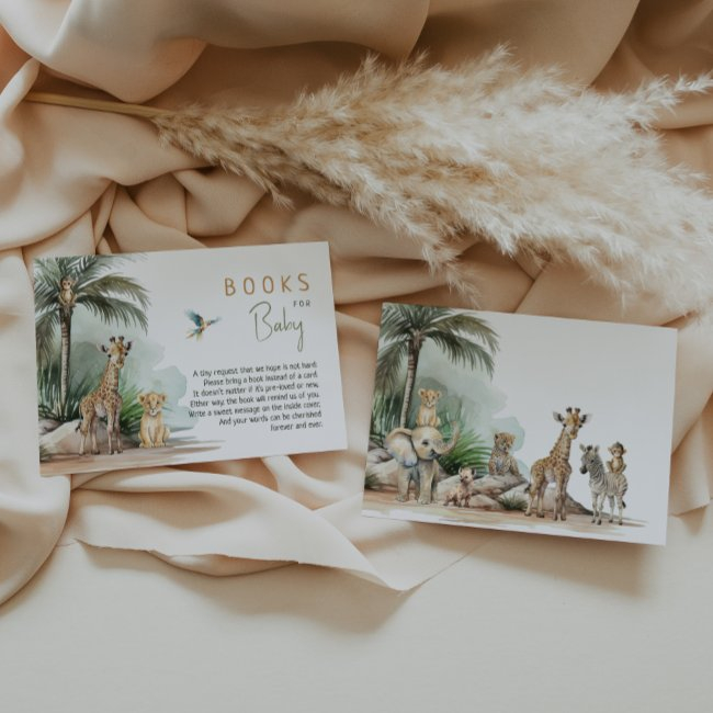 Jungle Safari Animals Baby Shower Books For Baby Enclosure Invitations