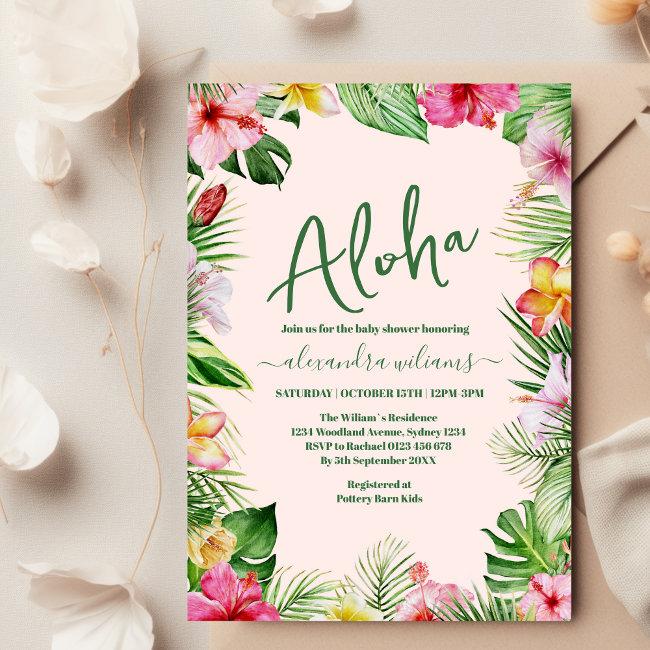 Jungle Tropical Floral Baby Shower Invitation