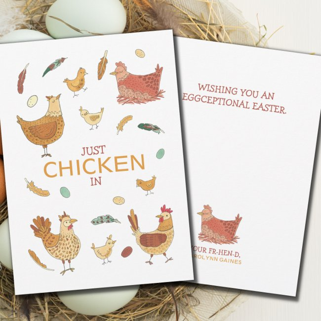 Just Checking In Hello Funny Chickens Easter Invitations