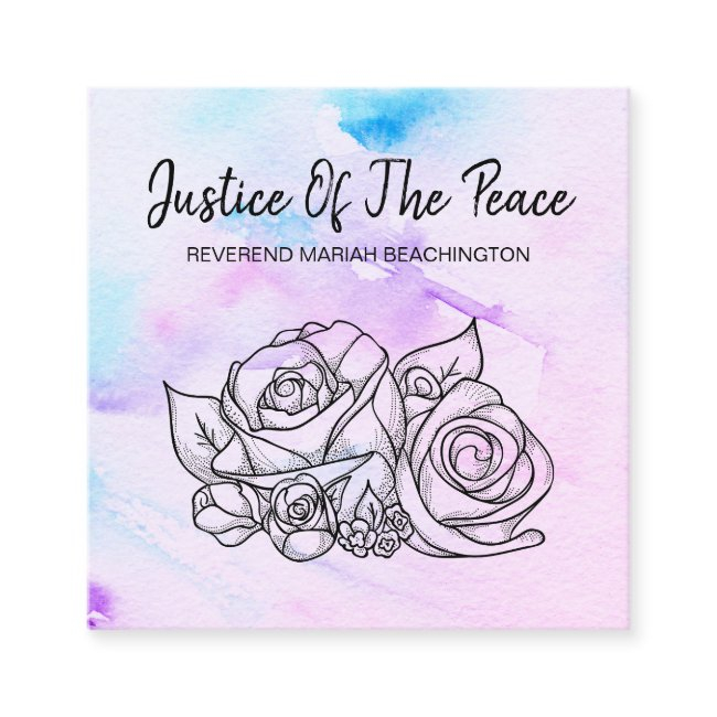 *~* Justice Of The Peace Flower Roses Floral Square Business Invitations