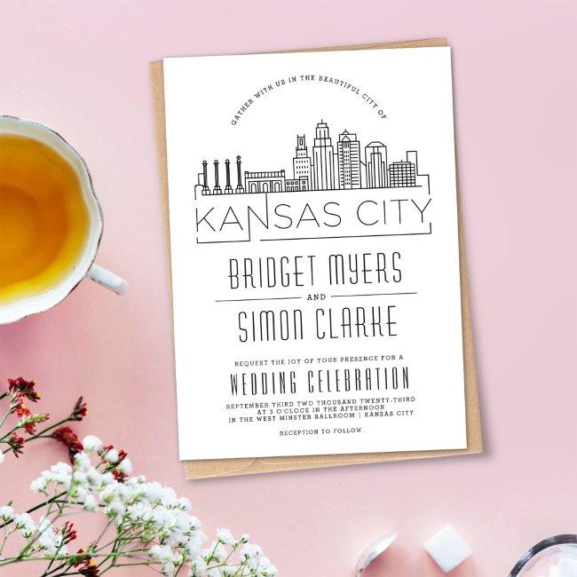 Kansas City Wedding | Stylized Skyline Invitation
