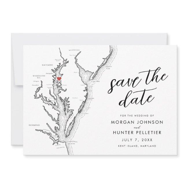 Kent Island Maryland Map Wedding Save The Date