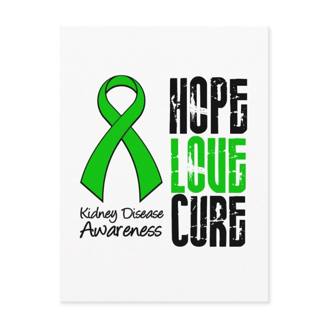 Kidney Disease Hope Love Cure Ribbon Postinvitations