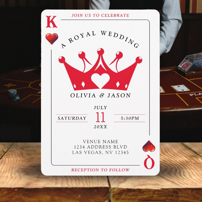 King & Queen Of Hearts Casino Poker Invitations Wedding