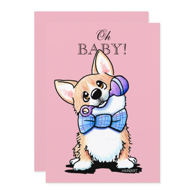 Kiniart Corgi Baby Shower Invitations