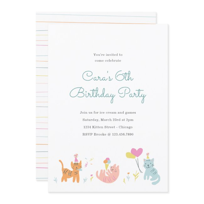 Kitten Party Birthday Invite