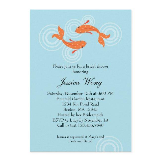 Koi Fish Pond Bridal Shower Invitation